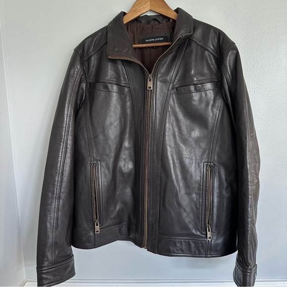 Wilson’s Leather Sean Vintage Leather Jacket Brown Large - Picture 2 of 12